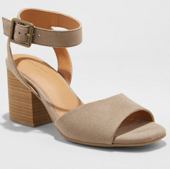 Open Toe Microsuede Quarter Strap Heeled Sandals - Picture 2 of 2
